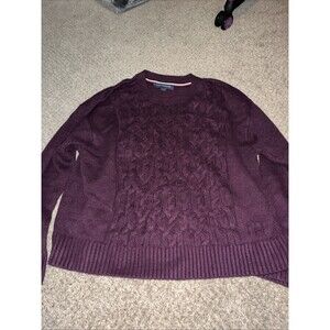 Tommy Hilfiger Sweater Men's Large Half Cable Knit Cotton Crew Neck Long Sleeve